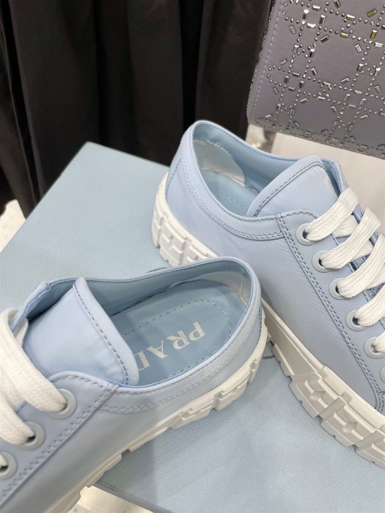 PRADA DOUBLE WHEEL RE-NYLON GABARDINE SNEAKERS LIGHT BLUE - P068