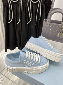 PRADA DOUBLE WHEEL RE-NYLON GABARDINE SNEAKERS LIGHT BLUE - P068