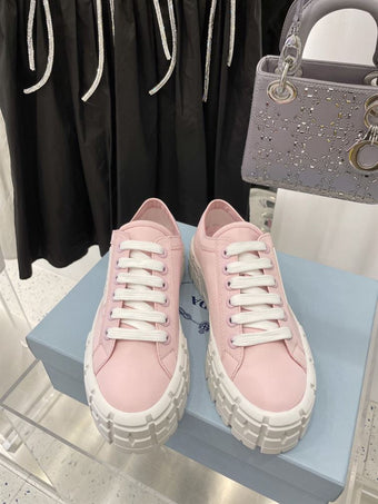 PRADA DOUBLE WHEEL RE-NYLON GABARDINE SNEAKERS PINK - P067