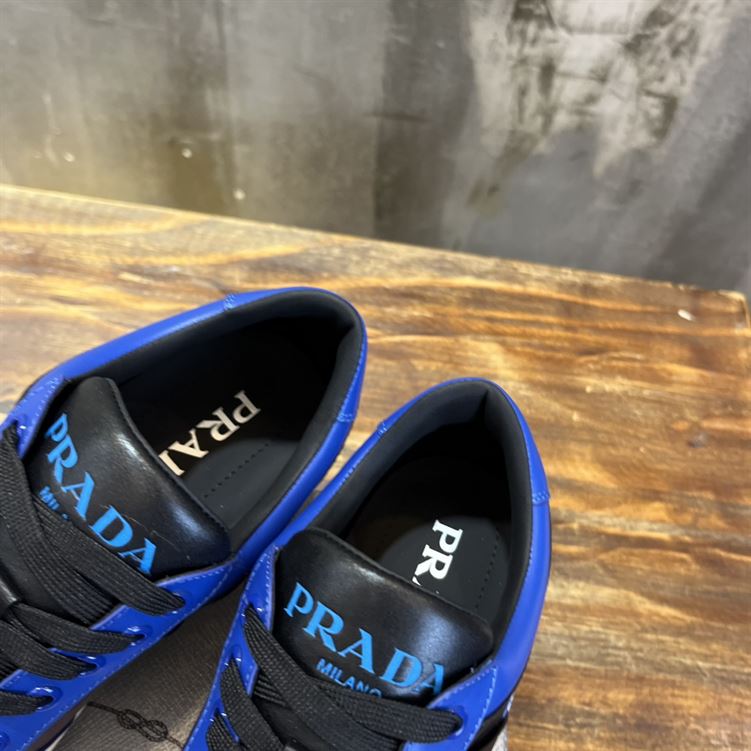 PRADA DOWNTOWN LEATHER SNEAKERS BLUE - P041