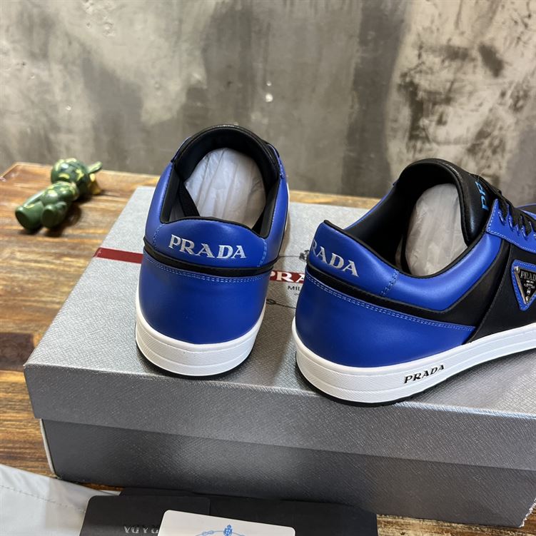 PRADA DOWNTOWN LEATHER SNEAKERS BLUE - P041