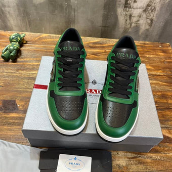 PRADA DOWNTOWN LEATHER SNEAKERS GREEN - P040