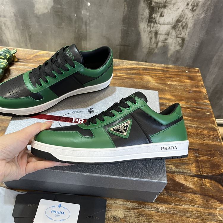 PRADA DOWNTOWN LEATHER SNEAKERS GREEN - P040