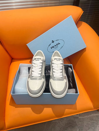 PRADA DOWNTOWN LEATHER SNEAKERS WHITE CRYSTAL - P028