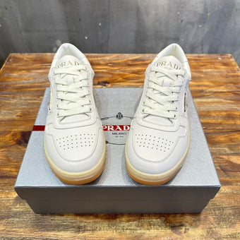 PRADA DOWNTOWN NAPPA LEATHER SNEAKERS IVORY - P043