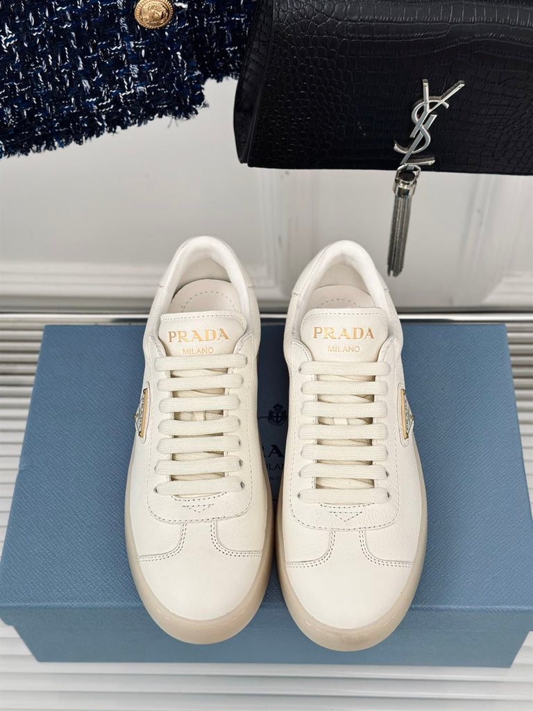 PRADA LEATHER SNEAKERS IVORY - P049