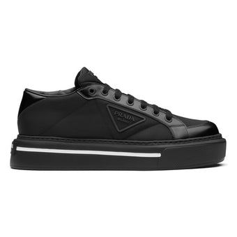 PRADA MACRO RE-NYLON AND BRUSHED LEATHER SNEAKERS - P070