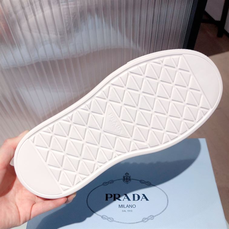 PRADA MACRO RE-NYLON AND BRUSHED LEATHER SNEAKERS - P071