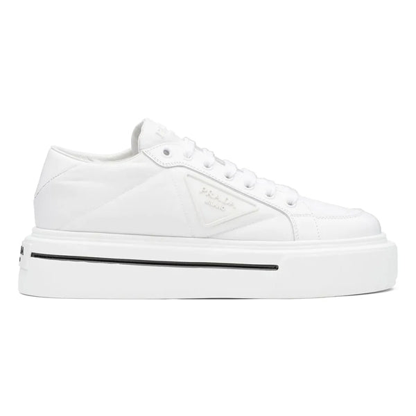 PRADA MACRO RE-NYLON AND BRUSHED LEATHER SNEAKERS - P071