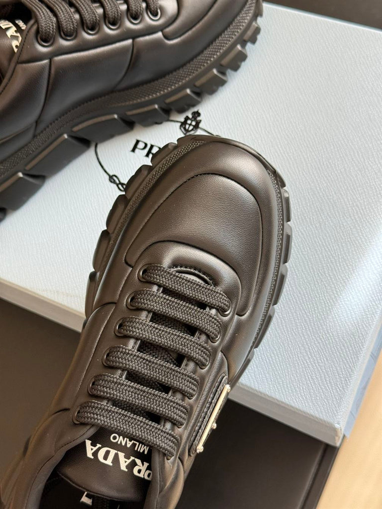 PRADA PADDED NAPPA LEATHER SNEAKERS BLACK - P053