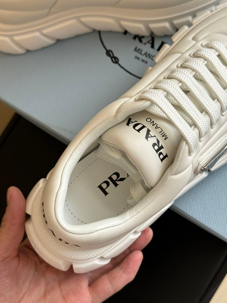 PRADA PADDED NAPPA LEATHER SNEAKERS WHITE - P054