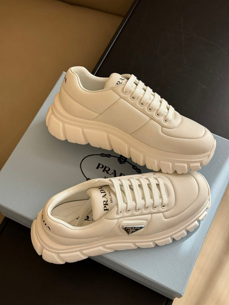 PRADA PADDED NAPPA LEATHER SNEAKERS WHITE - P054