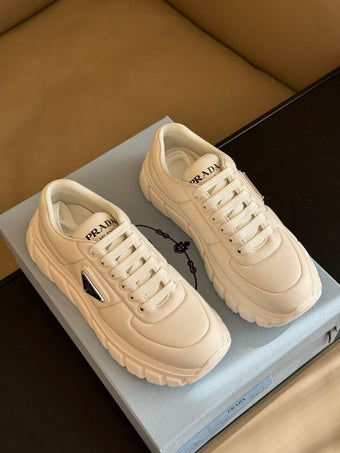 PRADA PADDED NAPPA LEATHER SNEAKERS WHITE - P054