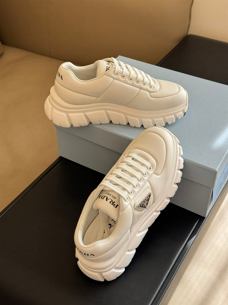 PRADA PADDED NAPPA LEATHER SNEAKERS WHITE - P054