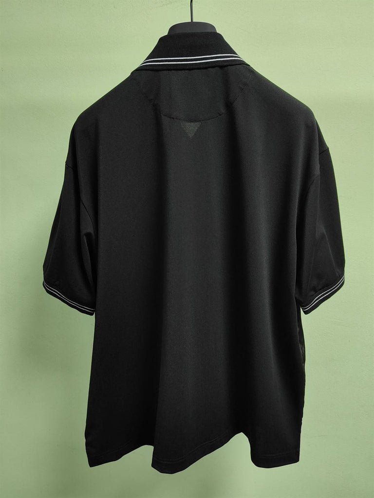 PRADA PIQUE POLO SHIRT WITH RE-NYLON DETAIL - A004