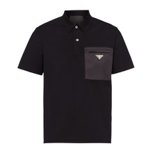 PRADA STRETCH COTTON POLO SHIRT WITH RE-NYLON DETAILS - A001