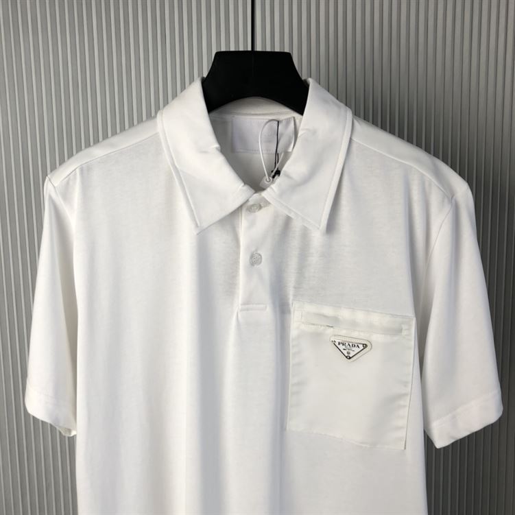 PRADA STRETCH COTTON POLO SHIRT WITH RE-NYLON DETAILS - A002