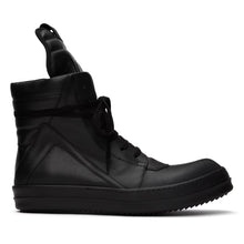 RICK OWENS BLACK GEOBASKET SNEAKERS - DY014