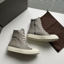 RICK OWENS OFF-WHITE WASHED CALF SNEAKERS - DY010