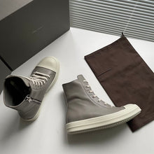 RICK OWENS OFF-WHITE WASHED CALF SNEAKERS - DY010