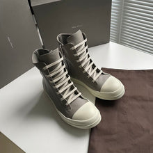 RICK OWENS OFF-WHITE WASHED CALF SNEAKERS - DY010