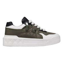 VALENTINO ONE STUD XL LOW-TOP SNEAKER IN NAPPA LEATHER AND JACQUARD TOILE ICONOGRAPHE TECHNICAL FABRIC - TM011