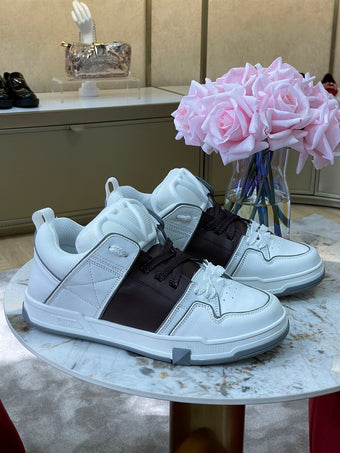 VALENTINO OPEN SKATE CALFSKIN AND FABRIC SNEAKER - TM039