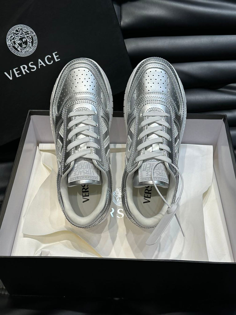 VERSACE METALLIC GRECA ODISSEA SNEAKERS SILVER - UH005