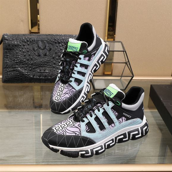 VERSACE TRIGRECA SNEAKERS BLACK BLUE PURPLE - UH020