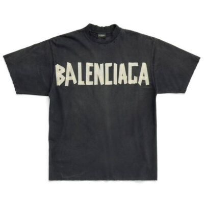 BALENCIAGA NEW TAPE TYPE T-SHIRT MEDIUM FIT IN BLACK FADED - Y008