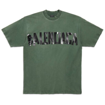 BALENCIAGA NEW TAPE TYPE T-SHIRT MEDIUM FIT IN DARK GREEN - Y007