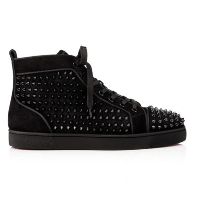 CHRISTIAN LOUBOUTIN LOUIS BLACK HIGH-TOP SNEAKERS - C015