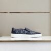 DIOR B101 NAVY BLUE CD DIAMOND CANVAS AND SMOOTH CALFSKIN SLIP ON SNEAKERS - I111