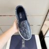 DIOR B101 NAVY BLUE CD DIAMOND CANVAS AND SMOOTH CALFSKIN SLIP ON SNEAKERS - I111