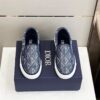 DIOR B101 NAVY BLUE CD DIAMOND CANVAS AND SMOOTH CALFSKIN SLIP ON SNEAKERS - I111