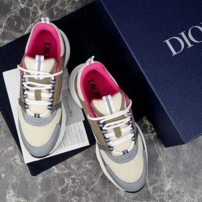 DIOR B22 SNEAKER BEIGE DEEP GREY BROWN CALFSKIN - I036