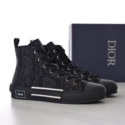 DIOR B23 HIGH-TOP SNEAKER BLACK MAXI DIOR OBLIQUE JACQUARD - I090