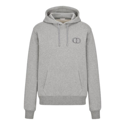 DIOR CD ICON HOODED SWEATSHIRT GRAY COTTON FLEECE - Z006