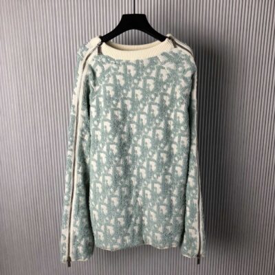 DIOR OBLIQUE SWEATER WHITE AND LIGHT GREEN - Z001