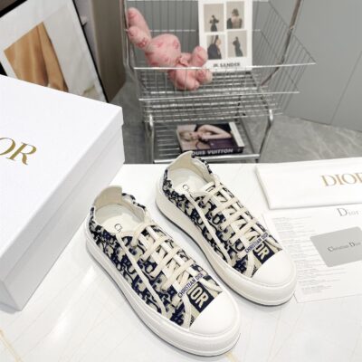 DIOR WALKNDIOR PLATFORM SNEAKER DEEP BLUE DIOR OBLIQUE EMBROIDERED COTTON - I097