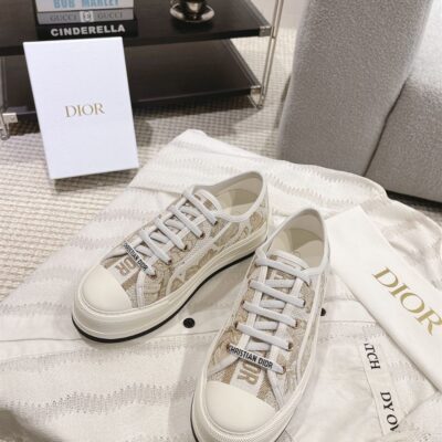 DIOR WALKNDIOR PLATFORM SNEAKER WHITE AND GOLD-TONE TOILE DE JOUY MEXICO - I099