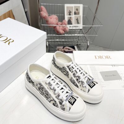 DIOR WALKNDIOR PLATFORM SNEAKER WHITE EMBROIDERED COTTON - I094