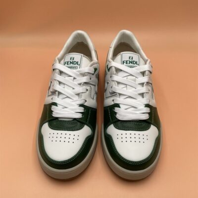 FENDI MATCH SNEAKERS GREEN LEATHER LOW-TOPS - F027