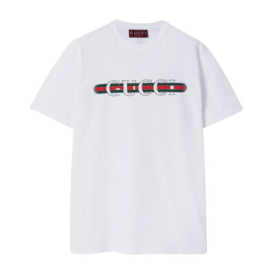 GUCCI COTTON JERSEY T-SHIRT WITH GUCCI PRINT - X021