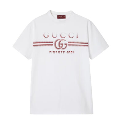 GUCCI COTTON JERSEY T-SHIRT WITH GUCCI PRINT - X023