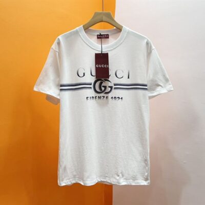 GUCCI COTTON JERSEY T-SHIRT WITH GUCCI PRINT - X024