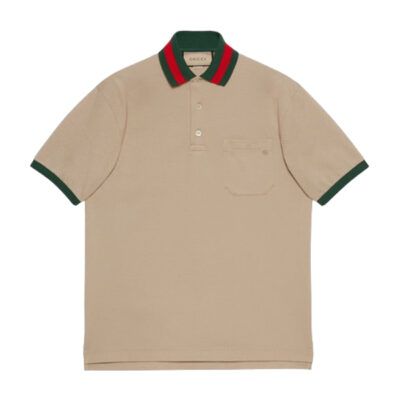 GUCCI COTTON PIQUET POLO WITH WEB COLLAR - X044