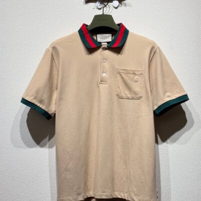 GUCCI COTTON PIQUET POLO WITH WEB COLLAR - X044