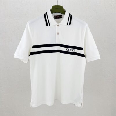 GUCCI COTTON POLO SHIRT WITH GUCCI PRINT - X022