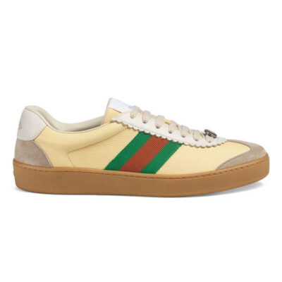 GUCCI G74 WEB LEATHER SNEAKERS - G049